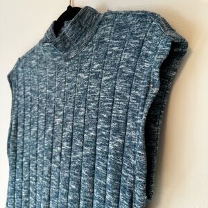 Anthropologie Women's Ribbed mock neck Sleeveless dress- Heathered Blue